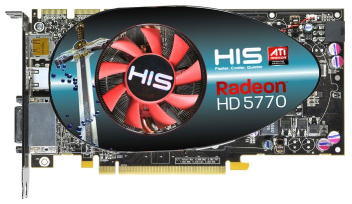   HIS Radeon HD 5770 850 Mhz PCI-E 2.0 1024 Mb 4800 Mhz 128 bit 2xDVI HDMI HDCP Fan Dirt2 (H577FN1GDG)  1