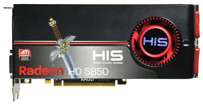   HIS Radeon HD 5850 725 Mhz PCI-E 2.0 1024 Mb 4000 Mhz 256 bit 2xDVI HDMI HDCP (H585F1GD)  1