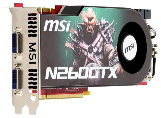   MSI GeForce GTX 260 655 Mhz PCI-E 2.0 896 Mb 2100 Mhz 448 bit 2xDVI HDCP (N260GTX-2D896-OC)  1