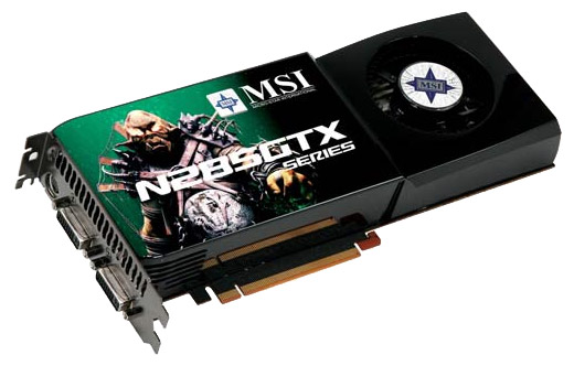   MSI GeForce GTX 285 680 Mhz PCI-E 2.0 1024 Mb 2500 Mhz 512 bit 2xDVI TV HDCP YPrPb (N285GTX-T2D1G-OC)  1