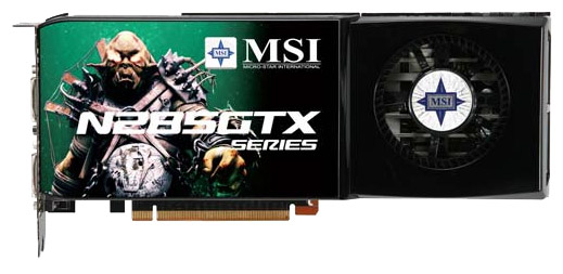   MSI GeForce GTX 285 680 Mhz PCI-E 2.0 1024 Mb 2500 Mhz 512 bit 2xDVI TV HDCP YPrPb (N285GTX-T2D1G-OC)  2