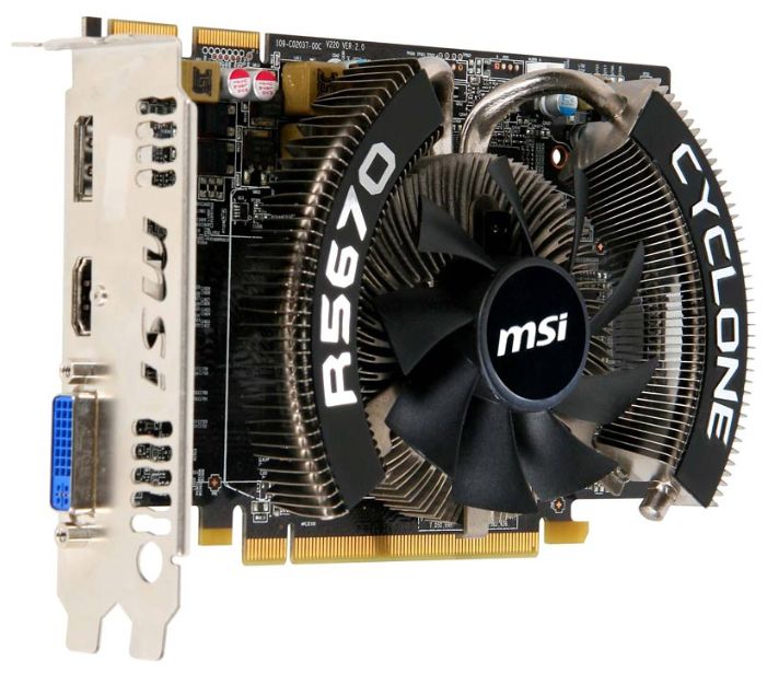   MSI Radeon HD 5670 775 Mhz PCI-E 2.1 1024 Mb 4040 Mhz 128 bit DVI HDMI HDCP Cyclone (R5670-CYCLONE)  2