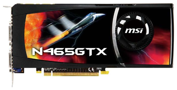   MSI GeForce GTX 465 607 Mhz PCI-E 2.0 1024 Mb 3206 Mhz 256 bit 2xDVI Mini-HDMI HDCP (N465GTX-M2D1G)  1