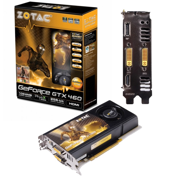   Zotac GeForce GTX 460 675 Mhz PCI-E 2.0 1024 Mb 3600 Mhz 256 bit 2xDVI HDMI HDCP (ZT-40402-10P)  4