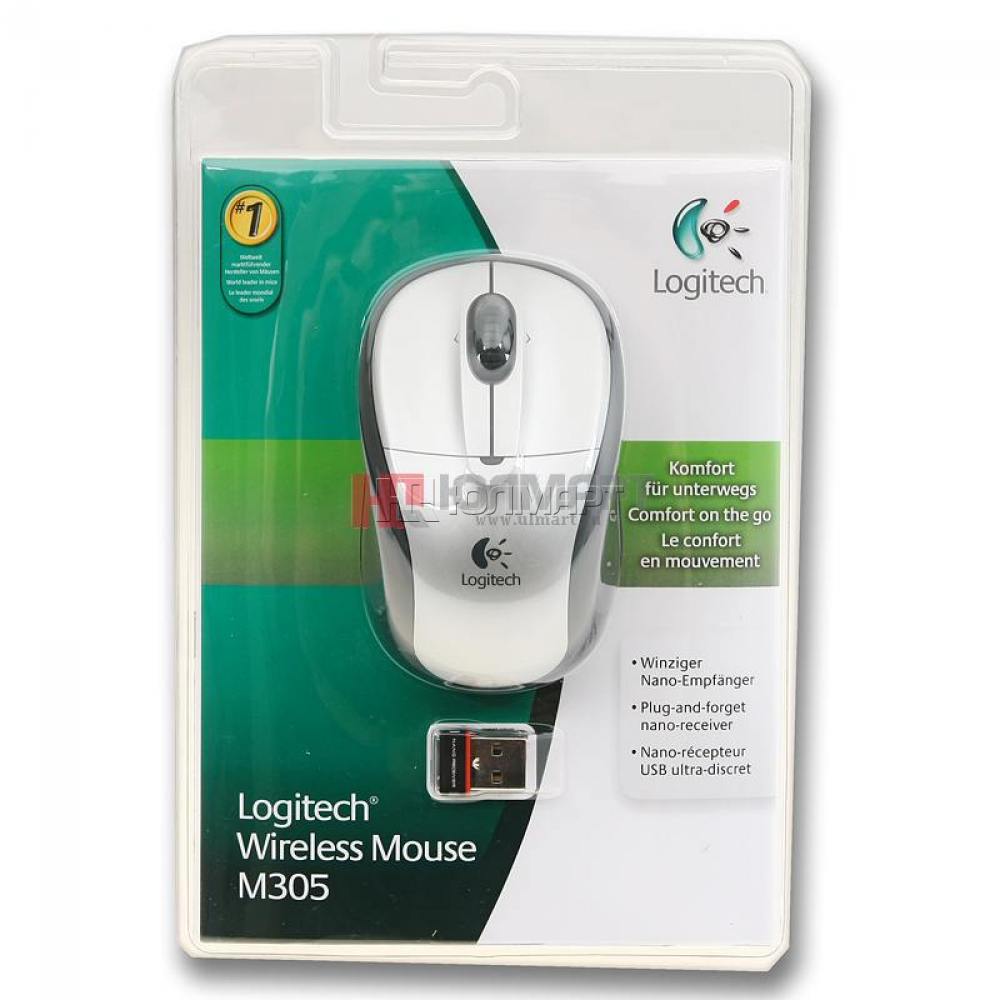   Logitech Wireless Mouse M305 Silver-Black USB (910-000940)  3