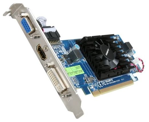   Gigabyte Radeon HD 4550 600 Mhz PCI-E 2.0 128 Mb 1600 Mhz 64 bit DVI HDMI HDCP (GV-R455HM-512I)  2