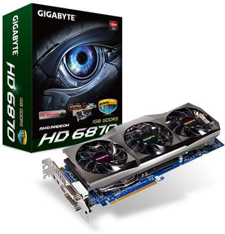   Gigabyte Radeon HD 6870 915Mhz PCI-E 2.1 1024Mb 4200Mhz 256 bit 2xDVI HDMI HDCP (GV-R687OC-1GD)  2