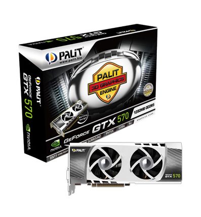   Palit GeForce GTX 570 750Mhz PCI-E 2.0 1280Mb 3900Mhz 320 bit 2xDVI HDMI HDCP (NE5X570SF10DA)  2