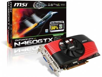   MSI GeForce GTX 460 725Mhz PCI-E 2.0 1024Mb 3600Mhz 256 bit 2xDVI Mini-HDMI HDCP (N460GTX-M2D1GD5/OC)  1