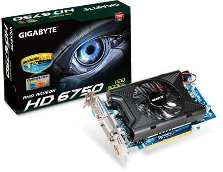   Gigabyte Radeon HD 6750 740Mhz PCI-E 2.1 1024Mb 4800Mhz 128 bit 2xDVI HDMI HDCP (GV-R675OC-1GI)  2