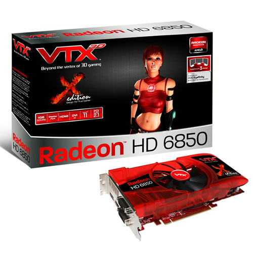   VTX3D Radeon HD 6850 800Mhz PCI-E 2.1 1024Mb 4200Mhz 256 bit 2xDVI HDMI HDCP (VX6850 1GBD5-DHX)  2