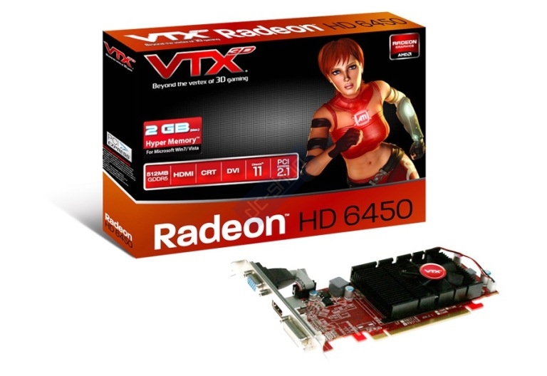   VTX3D Radeon HD 6450 750Mhz PCI-E 2.1 512Mb 3600Mhz 64 bit DVI HDMI HDCP (VX6450 512MD5-H)  2