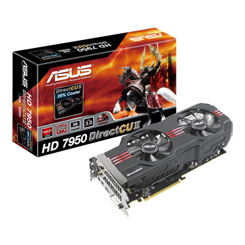   Asus Radeon HD 7950 800Mhz PCI-E 3.0 3072Mb 5000Mhz 384 bit DVI HDMI HDCP DirectCU (HD7950-DC2-3GD5)  2