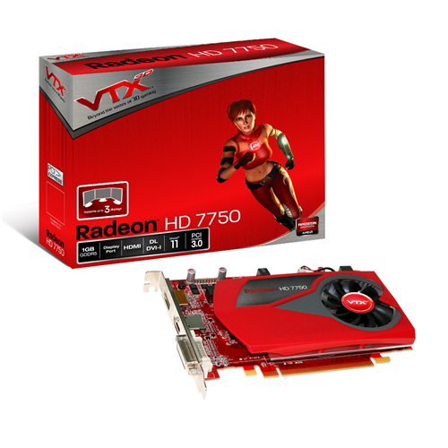   VTX3D Radeon HD 7750 800Mhz PCI-E 3.0 1024Mb 4500Mhz 128 bit DVI HDMI HDCP (VX7750 1GBD5-DH)  2