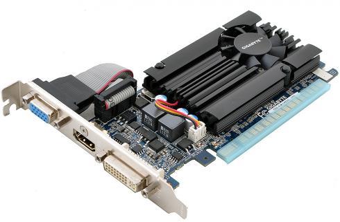   Gigabyte GeForce GT 610 810Mhz PCI-E 2.0 1024Mb 1333Mhz 64 bit DVI HDMI HDCP (GV-N610D3-1GI)  2