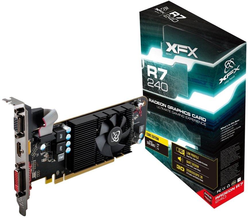   XFX Radeon R7 240 750Mhz PCI-E 3.0 2048Mb 1600Mhz 128 bit DVI HDMI HDCP (R7-240A-CLF2)  3