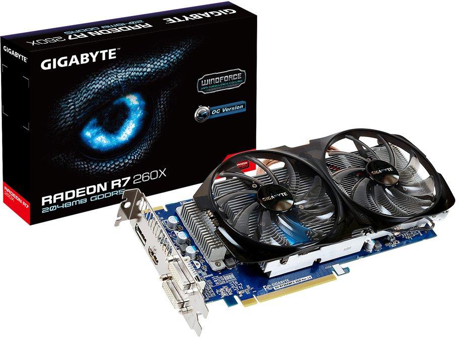   Gigabyte Radeon R7 260X 1188Mhz PCI-E 3.0 2048Mb 6500Mhz 128 bit 2xDVI HDMI HDCP rev. 1.0 (GV-R726XWF2-2GD)  2