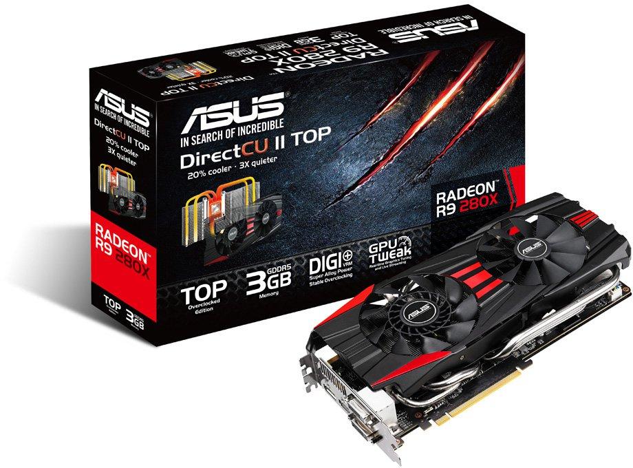   Asus Radeon R9 280X 970Mhz PCI-E 3.0 3072Mb 6400Mhz 384 bit 2xDVI HDMI HDCP (R9280X-DC2T-3GD5)  2