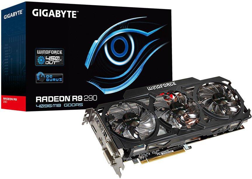   Gigabyte Radeon R9 290 947Mhz PCI-E 3.0 4096Mb 5000Mhz 512 bit 2xDVI HDMI HDCP WindForce (GV-R929WF3-4GD)  2