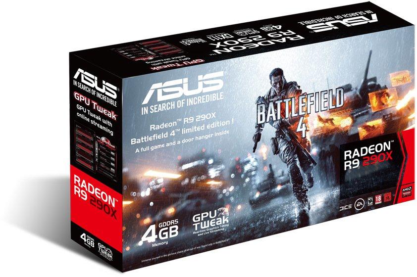   Asus Radeon R9 290X 1000Mhz PCI-E 3.0 4096Mb 5000Mhz 512 bit 2xDVI HDMI HDCP BF4 (R9290X-G-4GD5)  2