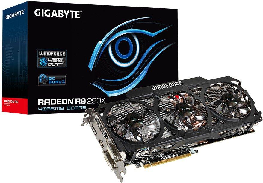   Gigabyte Radeon R9 290X 1000Mhz PCI-E 3.0 4096Mb 5000Mhz 512 bit 2xDVI HDMI HDCP WindForce (GV-R929XWF3-4GD)  2