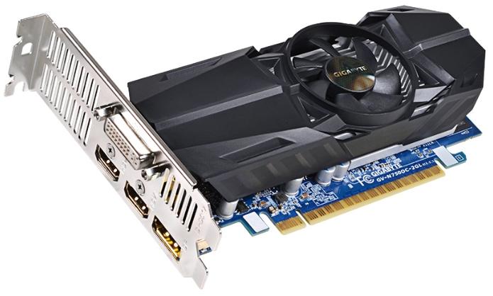   Gigabyte GeForce GTX 750 1059Mhz PCI-E 3.0 2048Mb 5000Mhz 128 bit DVI 2xHDMI HDCP (GV-N750OC-2GL)  2