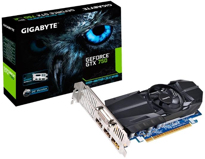   Gigabyte GeForce GTX 750 1059Mhz PCI-E 3.0 2048Mb 5000Mhz 128 bit DVI 2xHDMI HDCP (GV-N750OC-2GL)  4