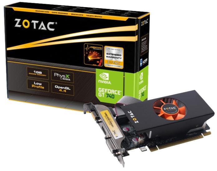   Zotac GeForce GT 740 993Mhz PCI-E 3.0 1024Mb 5000Mhz 128 bit DVI HDMI HDCP Low Profile (ZT-71003-10L)  1