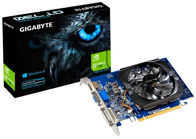   Gigabyte GeForce GT 730 902Mhz PCI-E 2.0 1024Mb 1800Mhz 64 bit DVI HDMI HDCP (GV-N730D3-1GI)  2