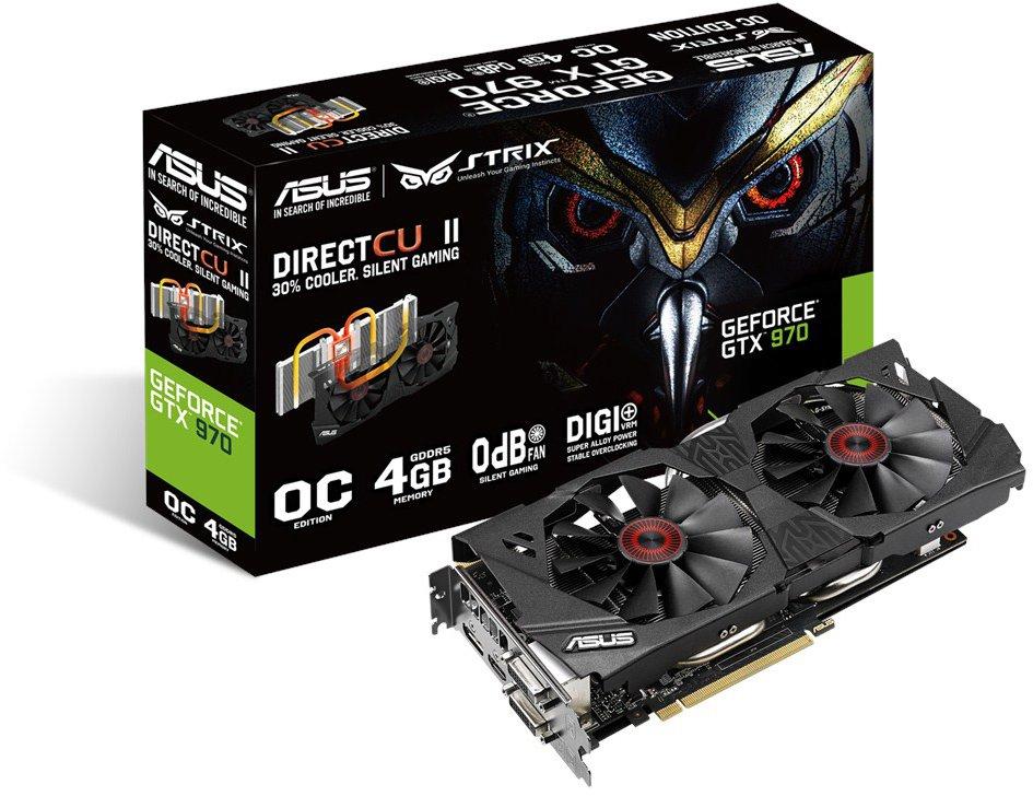   Asus GeForce GTX 970 1114Mhz PCI-E 3.0 4096Mb 7010Mhz 256 bit 2xDVI HDMI HDCP (STRIX-GTX970-DC2OC-4GD5)  1