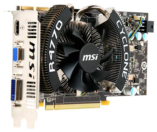   MSI Radeon HD 4770 750 Mhz PCI-E 2.0 512 Mb 3200 Mhz 128 bit DVI HDMI HDCP (R4770 Cyclone)  2