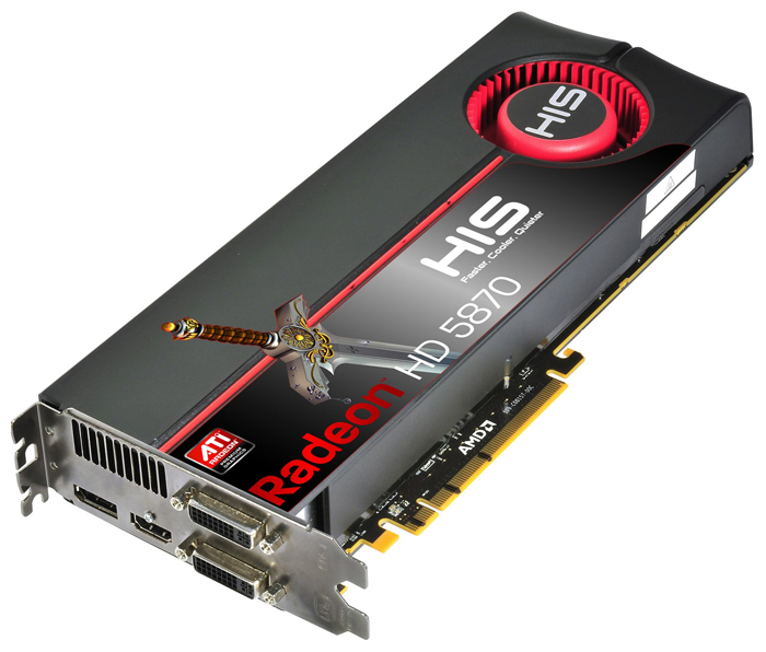   HIS Radeon HD 5870 850 Mhz PCI-E 2.0 1024 Mb 4800 Mhz 256 bit 2xDVI HDMI HDCP (H587F1GD)  1