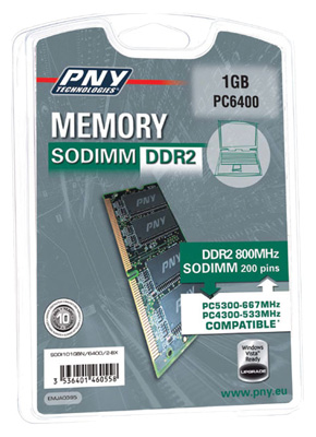   PNY Sodimm DDR2 800MHz (PC2-6400) 1GB