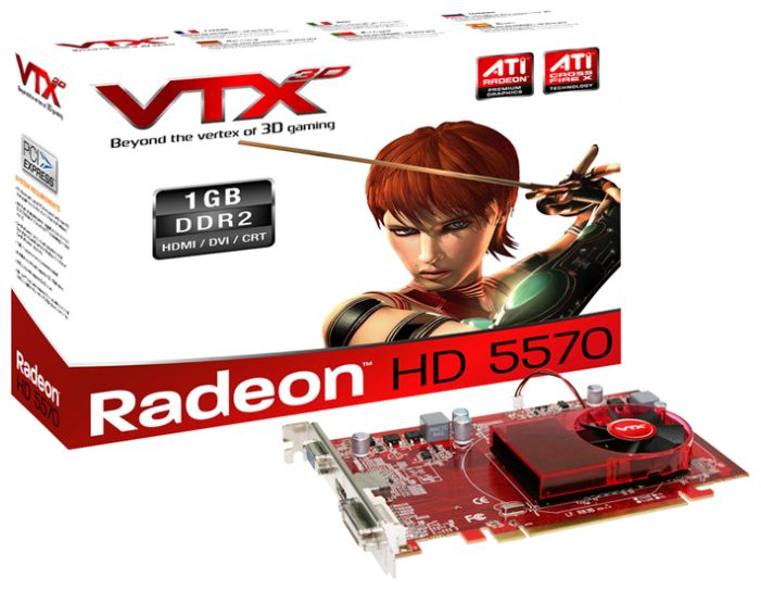  VTX3D Radeon HD 5570 650 Mhz PCI-E 2.1 1024 Mb 800 Mhz 128 bit DVI HDMI HDCP