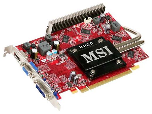  MSI Radeon HD 4650 600 Mhz PCI-E 2.0 1024 Mb 800 Mhz 128 bit DVI HDMI HDCP Silent