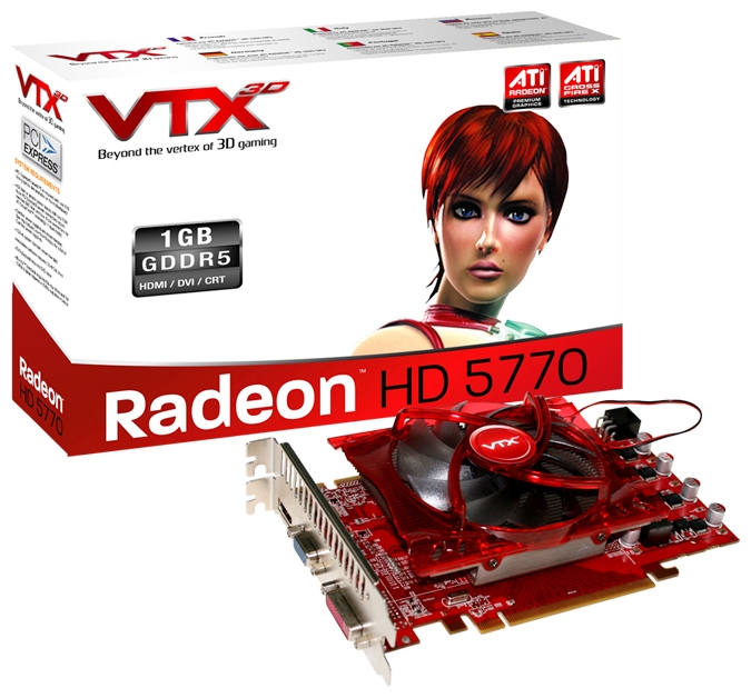  VTX3D Radeon HD 5770 850Mhz PCI-E 2.1 1024Mb 4800Mhz 128 bit DVI HDMI HDCP V2