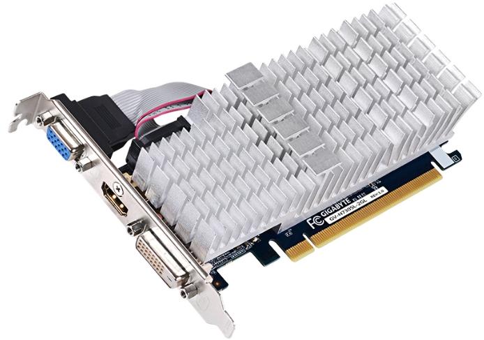  Gigabyte GeForce GT 730 902Mhz PCI-E 2.0 2048Mb 1800Mhz 64 bit DVI HDMI HDCP Silent