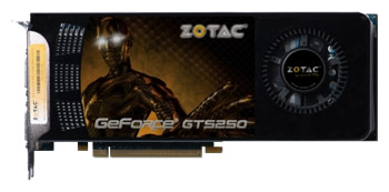  Zotac GeForce GTS 250 738 Mhz PCI-E 2.0 512 Mb 2200 Mhz 256 bit 2xDVI TV HDCP YPrPb