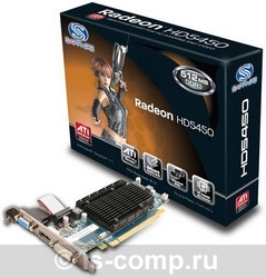   Sapphire Radeon HD 5450 650 Mhz PCI-E 2.1 512 Mb 1600 Mhz 64 bit DVI HDMI HDCP Hyper Memory (11166-08-10R)  1