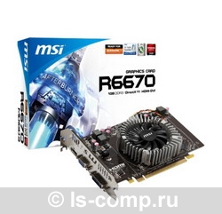   MSI Radeon HD 6670 800Mhz PCI-E 2.1 1024Mb 1334Mhz 128 bit DVI HDMI HDCP V2 (R6670-MD1GD3 V2)  2