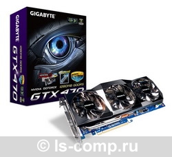   Gigabyte GeForce GTX 470 630Mhz PCI-E 2.0 1280Mb 3348Mhz 320 bit 2xDVI Mini-HDMI HDCP rev. 2.0 (GV-N470OC-13I)  2