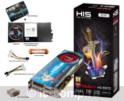   HIS Radeon HD 6970 880Mhz PCI-E 2.1 2048Mb 5500Mhz 256 bit 2xDVI HDMI HDCP (H697F2G2M)  4