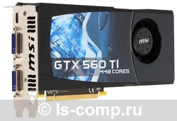   MSI GeForce GTX 560 Ti 448 732Mhz PCI-E 2.0 1280Mb 3800Mhz 320 bit 2xDVI Mini-HDMI HDCP (N560GTX-Ti-448-12D5)  2