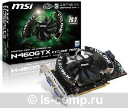   MSI GeForce GTX 460 725 Mhz PCI-E 2.0 768 Mb 3600 Mhz 192 bit 2xDVI Mini-HDMI HDCP (N460GTX Cyclone 768D5/OC)  2