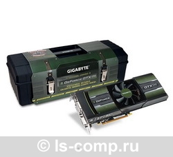   Gigabyte GeForce GTX 590 607Mhz PCI-E 2.0 3072Mb 3414Mhz 768 bit 3xDVI HDCP (GV-N590D5-3GD-B)  2