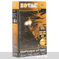   Zotac GeForce GT 520 810Mhz PCI-E 2.0 2048Mb 1066Mhz 64 bit DVI HDMI HDCP (ZT-50605-10L)  4