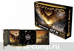   Gainward GeForce GTX 590 607Mhz PCI-E 2.0 3072Mb 3414Mhz 768 bit 3xDVI HDCP (4260183362111)  1