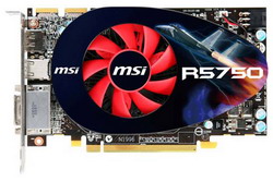  MSI Radeon HD 5750 700 Mhz PCI-E 2.1 1024 Mb 4600 Mhz 128 bit 2xDVI HDMI HDCP