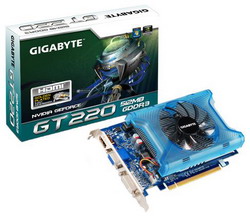  Gigabyte GeForce GT 220 680 Mhz PCI-E 2.0 512 Mb 2000 Mhz 128 bit DVI HDMI HDCP