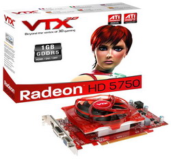  VTX3D Radeon HD 5750 700 Mhz PCI-E 2.1 1024 Mb 4600 Mhz 128 bit DVI HDMI HDCP